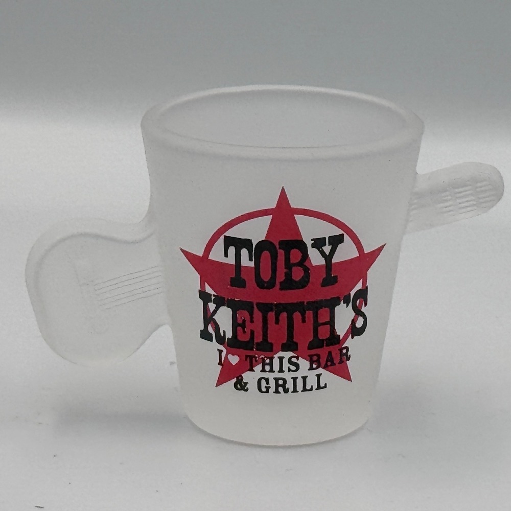 Toby Keith's I Love This Bar & Grill Frosted Guitar Shaped Shot Glass Red Star